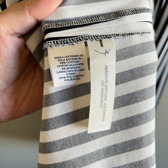 ANN TAYLOR‎ FIT & FLARE STRIPED DRESS BLACK WHITE WOMENS SIZE 8 PETITE - Picture 4 of 7
